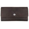 Rustic Tri Fold Folio Wallet by Hide & Drink, showcasing a sleek exterior design made from full grain leather. This Minimalist Tri Fold Folio Wallet for Women features small batch production, hand cut and hand sewn craftsmanship, making it a perfect artisan piece handmade in La Antigua Guatemala & Oaxaca Mexico.