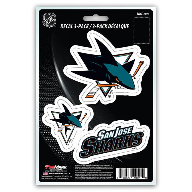 San Jose Sharks Decal Die Cut Team 3 Pack - Team Fan Cave