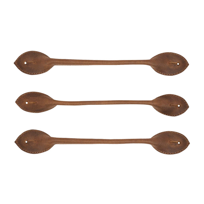 Top view of the Set of 3 Button End Attachments for Suspenders by Hide & Groom, featuring a sleek design in full grain leather. Ideal for dinner parties and formal events, these handmade accessories showcase small batch production and artisan quality from La Antigua Guatemala.