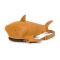 Stylish Shark-Shaped Shoulder Bag by Tudi Frudi, crafted from premium Full Grain Leather, featuring an adjustable strap for a versatile look. This unique bag embodies artisan craftsmanship with its hand cut and hand sewn details, representing small batch production. Ideal as a crossbody bag or messenger bag, it's designed to make a bold statement while being practical.
