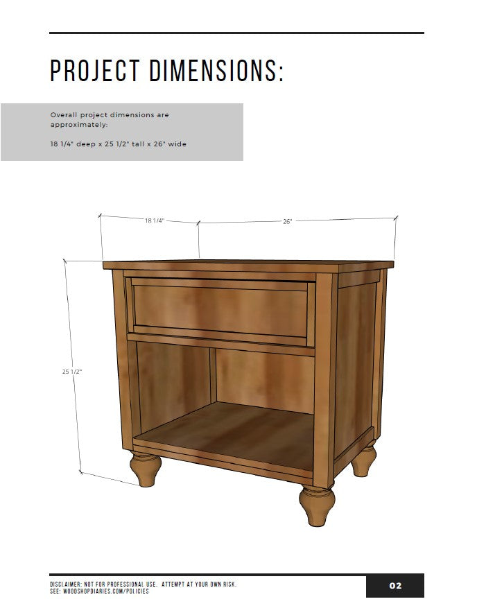 Simple One Drawer Nightstand Plans