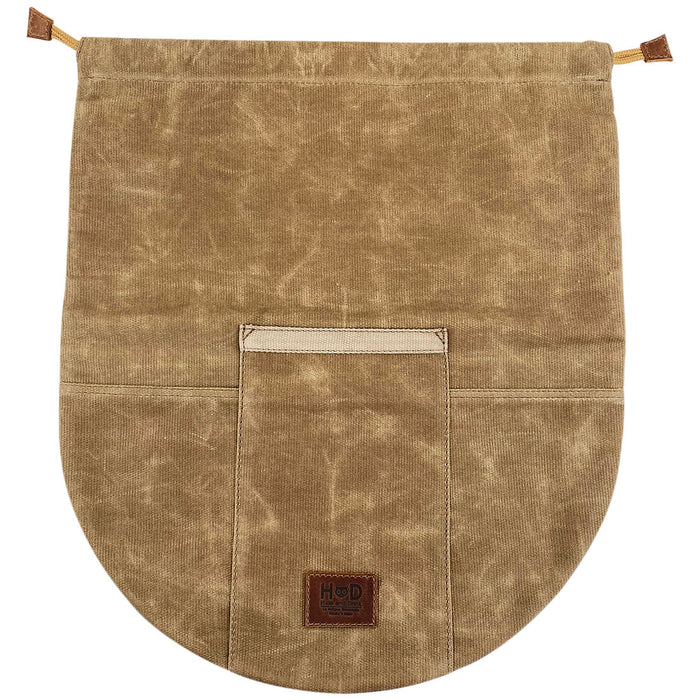 Skillet Bag Cover by Hide & Drink, featuring a sturdy design that protects your cookware. Perfect for a 12 Inch Frying Pan, crafted from durable waxed canvas. This rustic bag is handmade in La Antigua Guatemala and Oaxaca Mexico, offering small batch production with hand cut and hand sewn details.