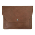 Back view of Hide & Drink's Slim Portfolio in brown, highlighting its rich texture and handmade quality. This Flat Messenger Case serves as a Full Grain Leather Narrow Document Holder, crafted with care in La Antigua Guatemala & Oaxaca Mexico.