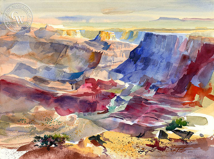 Southern Desert View, 1997, watercolor painting by Ken Potter (American art). Original painting and fine art giclée reproduction by California Watercolor for wall decor.