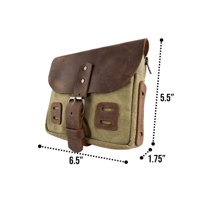 Contrast view of the Survival Camping Pouch by Hide & Drink highlighting handcrafted quality. Constructed from Water Resistant Waxed Canvas & Full Grain Leather, ideal for survival essentials and outdoor needs.