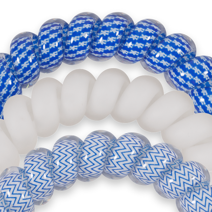 TELETIES - Spiral Hair Coils | Large | Go Big Blue! Hair Ties