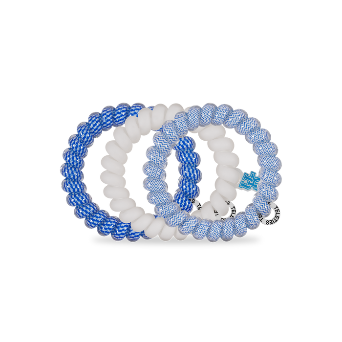 TELETIES - Spiral Hair Coils | Large | Go Big Blue! Hair Ties