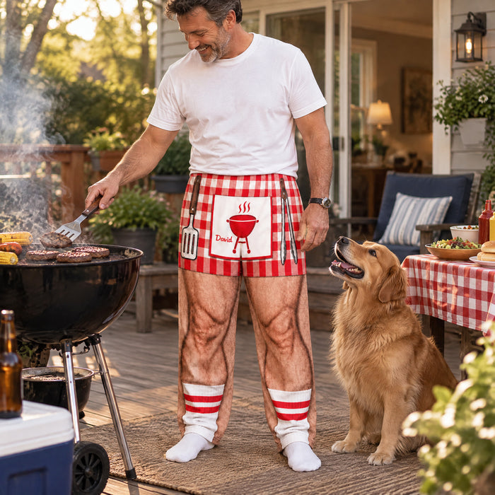The Best Grill Master Dad - Personalized Pajama Pants, Funny Hairy Legs Pajama Pants Gift For Dad, BBQ Lovers
