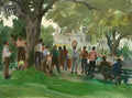 The Happening, watercolor painting by Emil Kosa Jr. (American art). Fine art giclée print reproduction by California Watercolor for wall decor.