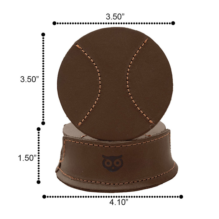 Thick Leather Baseball Coasters (6-Pack) - Stockyard X 'The Leather Store'