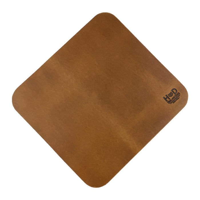 Hide & Drink Mousepad featuring a sophisticated orange leather design, ideal for office or gaming use. This artisan mousepad provides anti-slip benefits, crafted in La Antigua Guatemala & Oaxaca Mexico.
