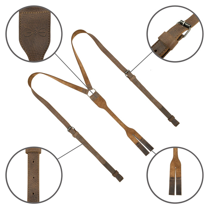 Thin Y Back Suspenders with Belt Loops - Stockyard X 'The Leather Store'