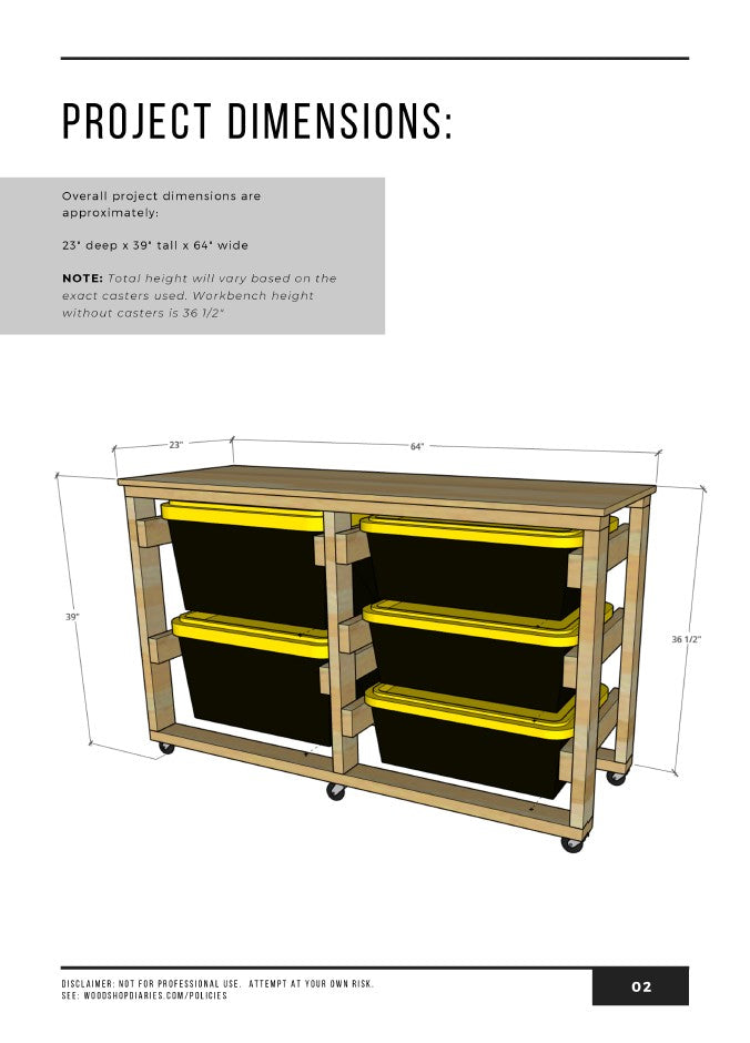 Tote Storage Workbench Plans
