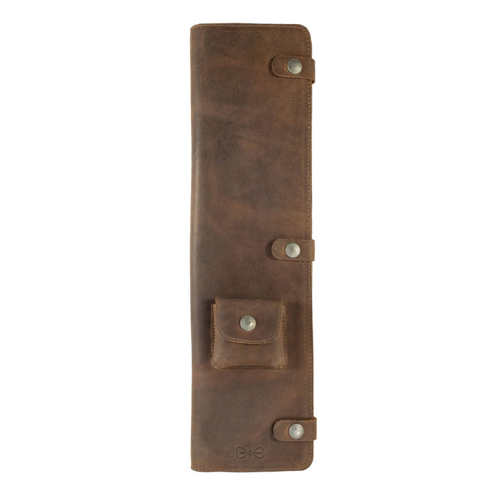Travel Tie Case by Hide & Groom, showcasing a vintage-inspired design in full grain leather. Perfect for groomsmen, best men, and formal occasions. This Travel Tie Case features an extra pocket for cufflinks. Handmade in La Antigua Guatemala & Oaxaca Mexico.