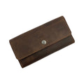 Heather's Tri Fold Folio Wallet, a Minimalist Tri Fold Folio Wallet for Women, features a stylish button closure and is made of durable full grain leather. Perfect for organizing cards and cash, this chic wallet is hand cut and hand sewn by artisans, ensuring quality in small batch production in La Antigua Guatemala & Oaxaca Mexico.