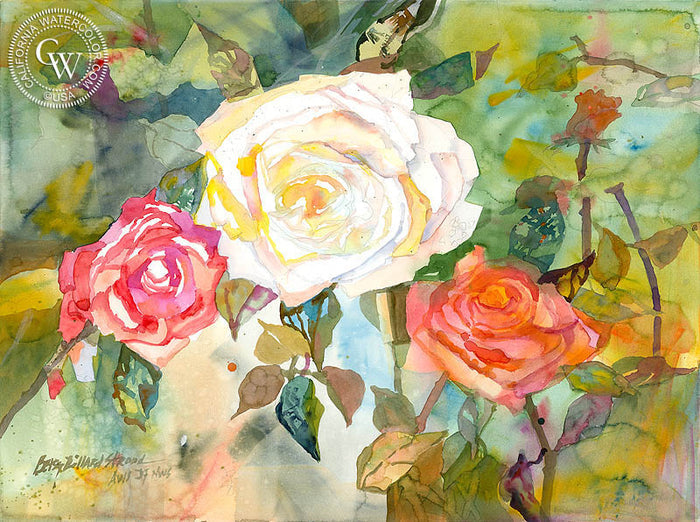 Triple Entente, watercolor painting by Betsy Dillard Stroud (American art). Original painting and fine art giclée reproduction by California Watercolor for wall decor.