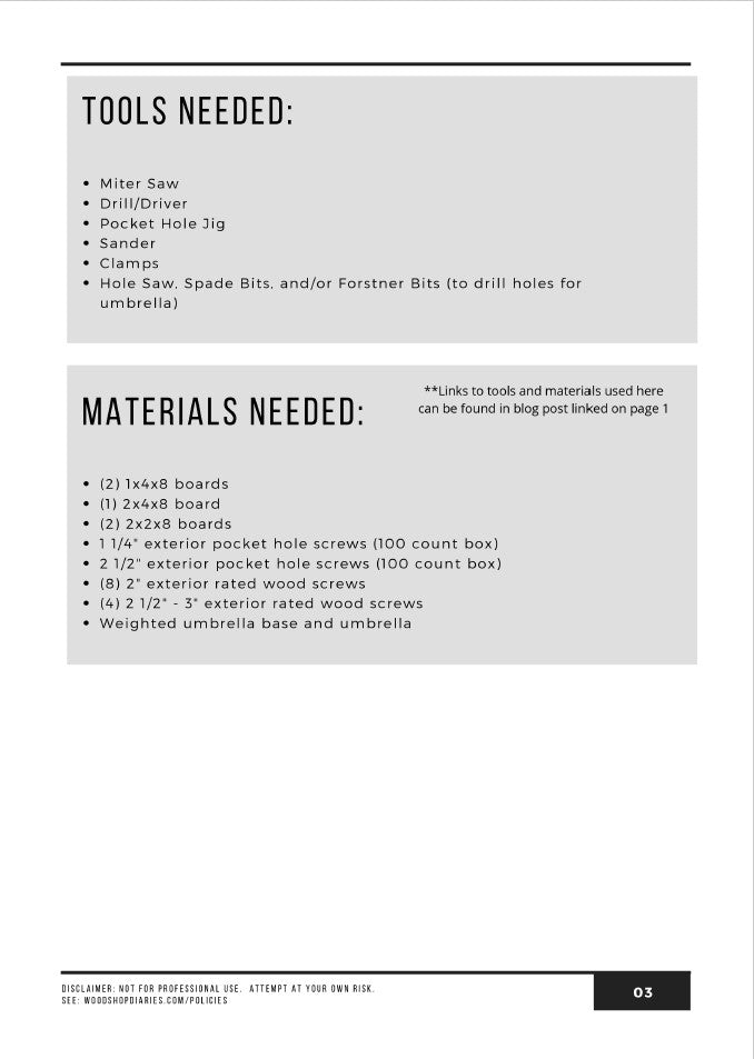 Umbrella Stand Side Table Plans