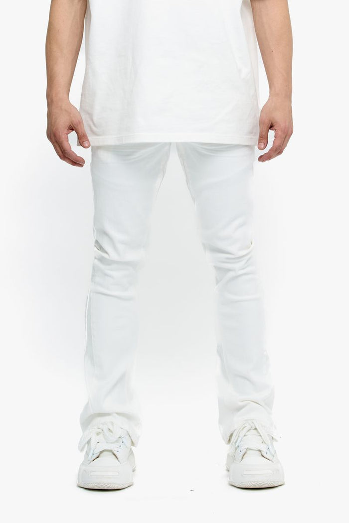 White stacked denim jeans from Valabasas Mr Stacked collection, model VLBS-VJ3-1005, featuring a stylish stacked design and modern fit