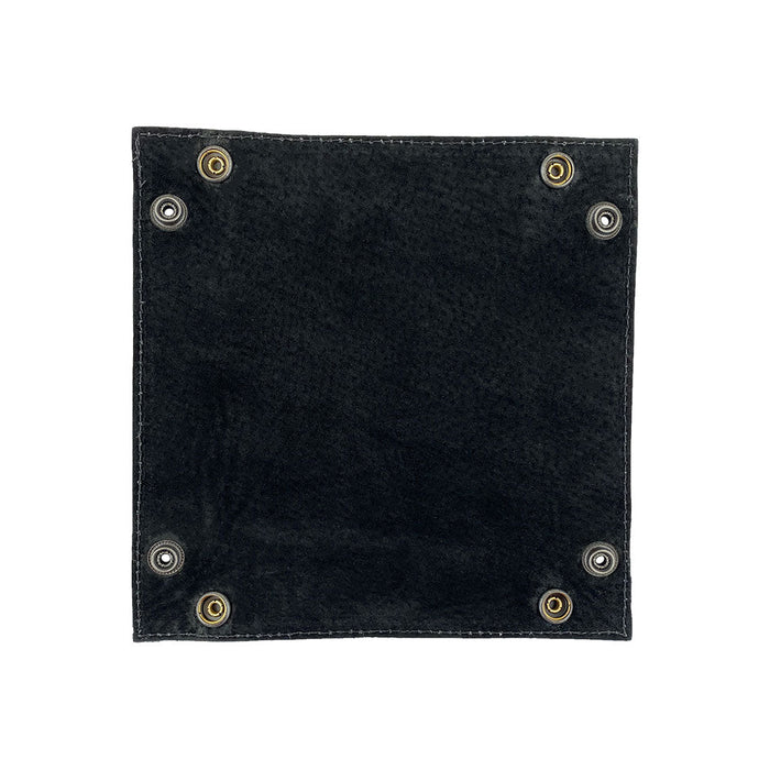 Back view of the Valet Tray with Sheep Skin by Hide & Drink, displaying its rustic charm and durable construction. The catchall can seamlessly blend with home decor while serving as a storage valet for personal items. Made from Full Grain Leather & Sheepskin, each piece is artisan-crafted, reflecting the care and quality of small batch production in La Antigua Guatemala & Oaxaca Mexico.