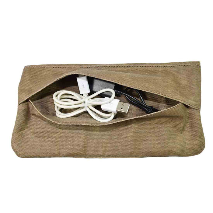 Easily store your charging cables in the Hide & Drink Vape Pen Case (Accessories not included), which features a hidden rear pocket for convenience. This Pen Accessories Kit Pouch Holder is a stylish companion for vape lovers, designed for secure fit and handmade quality. G Pen Soft Travel Bag Handmade from Waxed Canvas, Full Grain Leather, StockyardX, Small Batch Production, Hand Cut, Hand Sewn, Fire Branded, Artisan, Handmade in La Antigua Guatemala & Oaxaca Mexico.