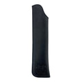 Different angle of the Hide & Drink Vape Pen Sleeve in classic black Full Grain Leather. This hand cut and hand sewn artisan pen case is perfect for stylish vape pen storage. Handmade in La Antigua Guatemala & Oaxaca Mexico, showcasing small batch production and fire branded details.