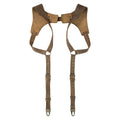 Vintage Renaissance Suspenders by Hide & Groom showcasing a full grain leather harness, perfect for back support and crafted with metal hooks. Ideal for steampunk fashion enthusiasts. Vintage Men's Back Support Harness is hand cut and sewn with pride in La Antigua Guatemala & Oaxaca Mexico.