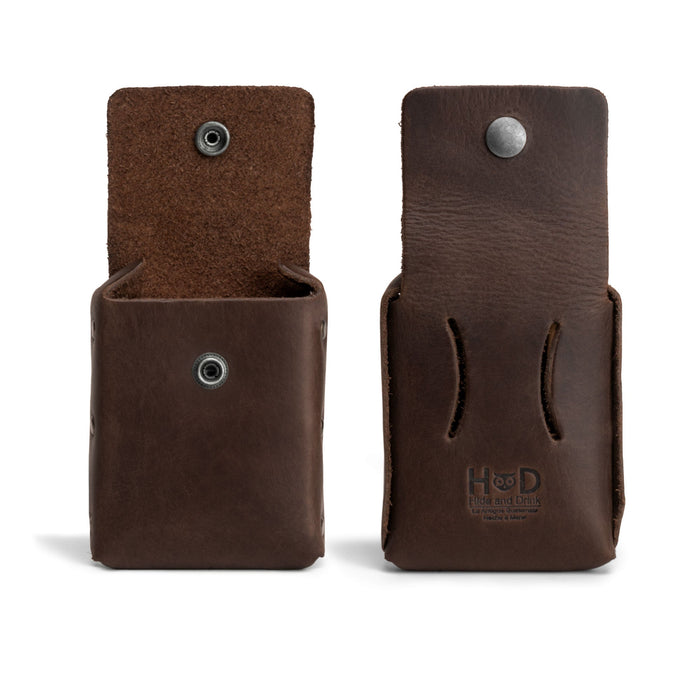 Hide & Drink's Waist Wallet featuring a sleek design, perfect for travelers, that holds up to 20 cards, folded bills & coins, charging cables, crafted from full grain leather, showcasing small batch production, hand cut, hand sewn, fire branded, artisan quality, handmade in La Antigua Guatemala & Oaxaca Mexico.