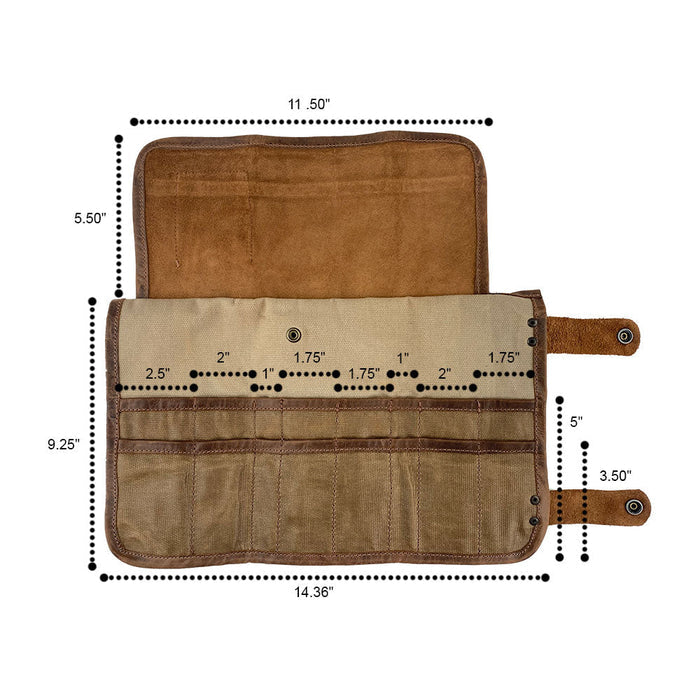 Hide & Drink's Barber Tool Roll features a Snap Tool Roll Up Bag with 14 Slots, perfect for storing scissors & screwdrivers. Constructed from high-quality Full Grain Leather, this portable carry case reflects StockyardX's commitment to small batch production and artisan craftsmanship, hand cut, hand sewn, and fire branded in La Antigua Guatemala & Oaxaca Mexico.