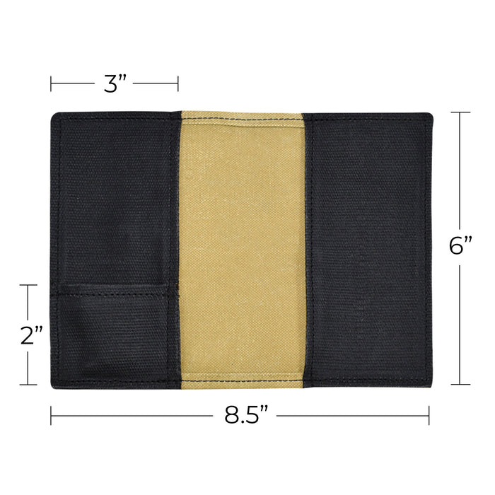 Hide & Drink Waxed Canvas Field Notes Cover beautifully displayed, showcasing its premium finish and nostalgic feel. This Wallet Case (3.5 x 5.5 in.) Journal Cover is perfect for those who appreciate artisan craftsmanship in their everyday tools.