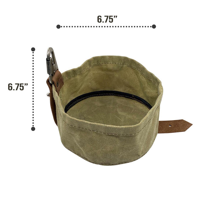 Waxed Canvas Travel Dog Bowl - Stockyard X 'The Leather Store'