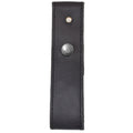 Elegant black Hide & Drink Whip Holster showcasing its refined design and durable materials. This Full Grain Leather Whip Holster functions as a Belt Loop Bullwhip Holder while embodying artisan craftsmanship in Small Batch Production, Hand Cut, and Hand Sewn features, all Handmade in La Antigua Guatemala & Oaxaca Mexico.