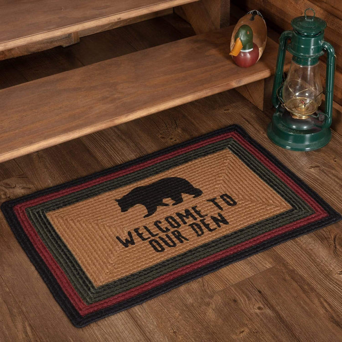 Wyatt Stenciled Bear Jute Rug Rect Welcome to Our Den w/ Pad 20x30 - The Village Country Store