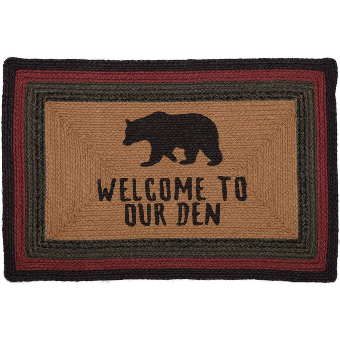 Wyatt Stenciled Bear Jute Rug Rect Welcome to Our Den w/ Pad 20x30 - The Village Country Store