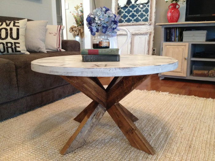 X Base Round Coffee Table PDF Plans