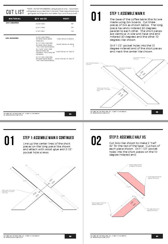 X Base Round Coffee Table PDF Plans