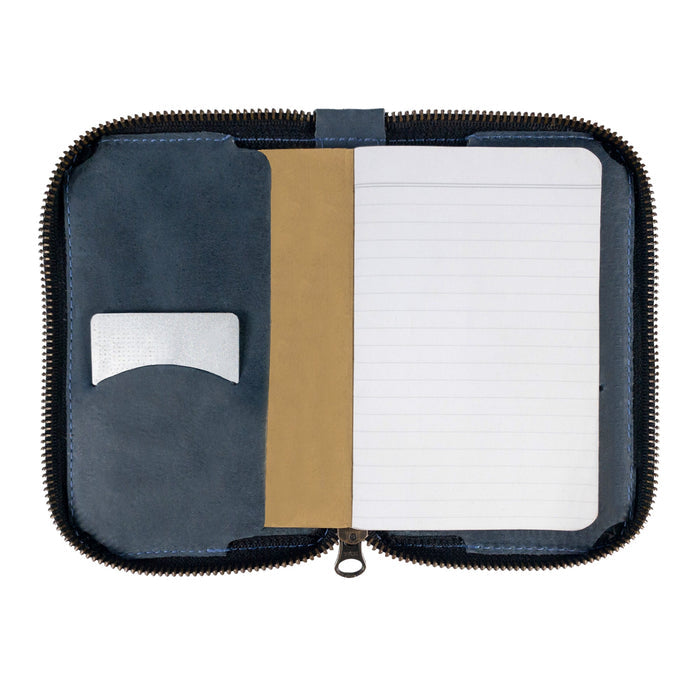Hide & Drink Zippered Journal Cover for Moleskine (Notebook NOT Included) with business cards stored neatly, emphasizing versatility in design.