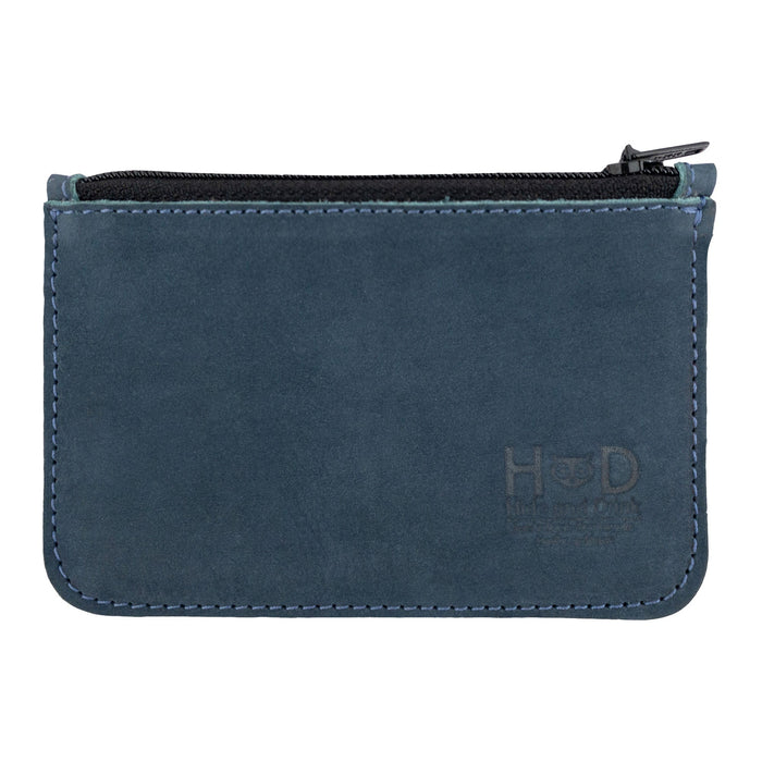 Front view of a second Hide & Drink Zippered Wallet, emphasizing its sleek design in Full Grain Leather. Ideal as a travel accessory, this card case features excellent folded bills storage and coin organizing capabilities, all handmade in La Antigua Guatemala & Oaxaca Mexico.