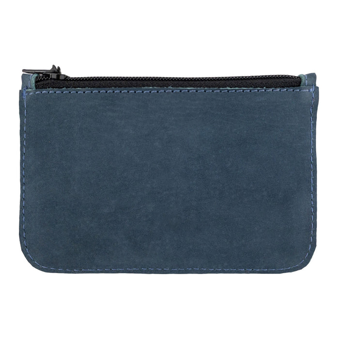 Back view of a second Hide & Drink Zippered Wallet, featuring a refined Full Grain Leather texture. This practical card case ensures organized storage for travel accessories, folded bills, and coins, representing artisanal craftsmanship from La Antigua Guatemala & Oaxaca Mexico.